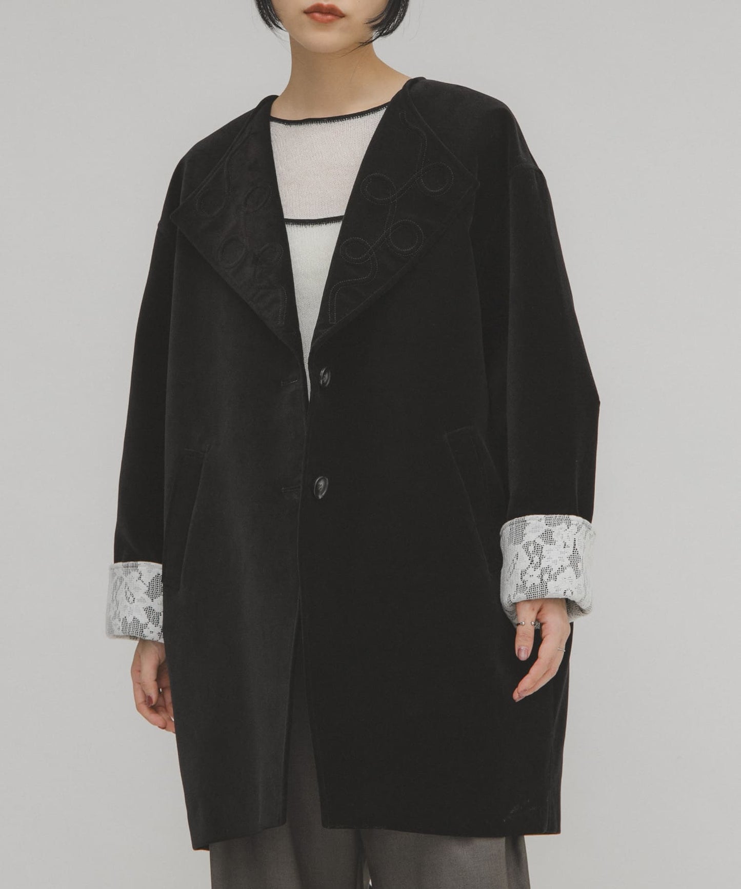 「手袖領口超靚」 KBF絲絨寬版外套