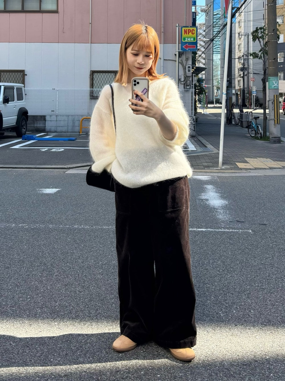 KBF Stitch design velor mini bag