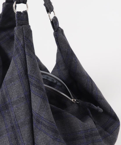 KBF Wool mix 2WAY 格紋大包包