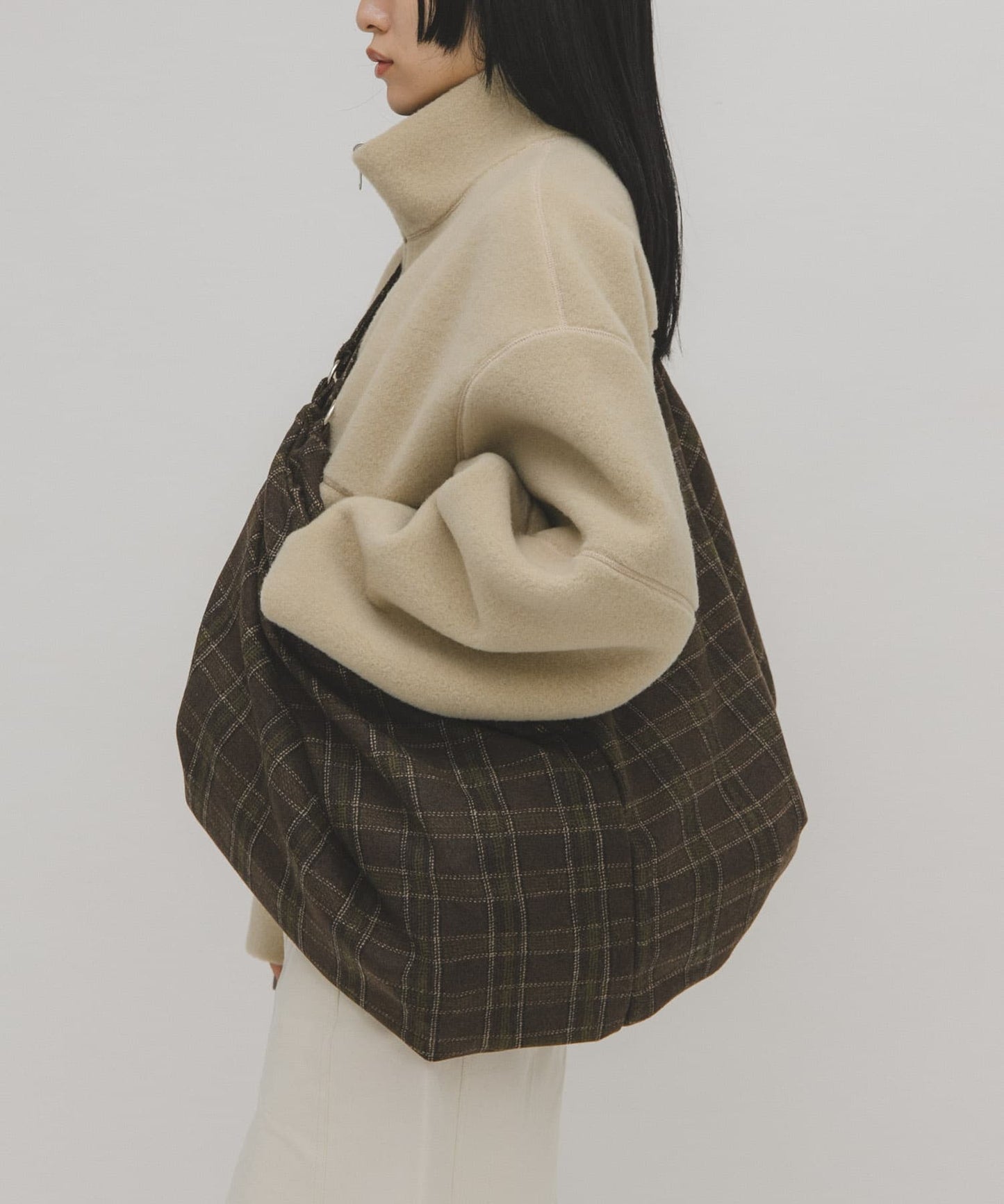 KBF Wool mix 2WAY 格紋大包包