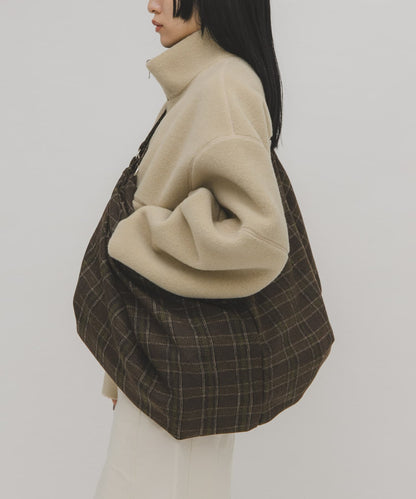 KBF Wool mix 2WAY 格紋大包包