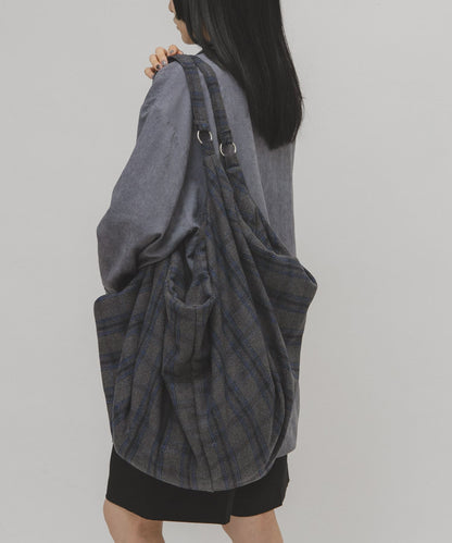 KBF Wool mix 2WAY 格紋大包包