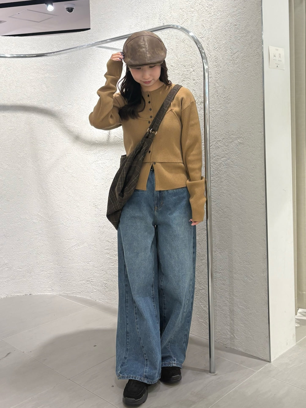 KBF Wool mix 2WAY 格紋大包包