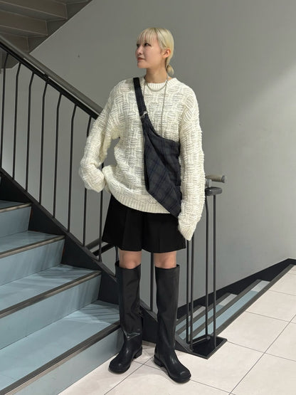 KBF Wool mix 2WAY 格紋大包包