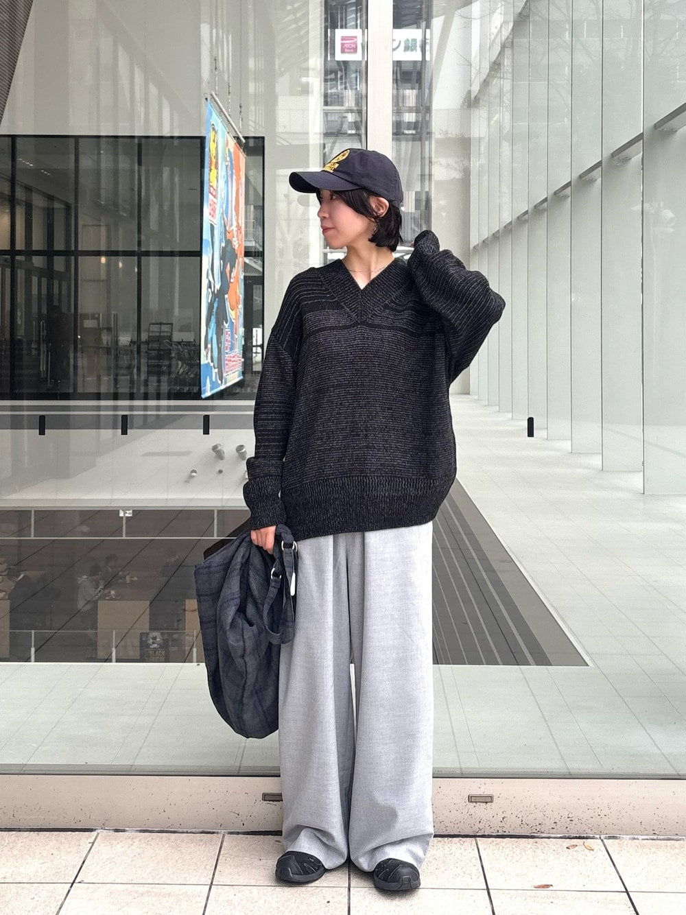 KBF Wool mix 2WAY 格紋大包包