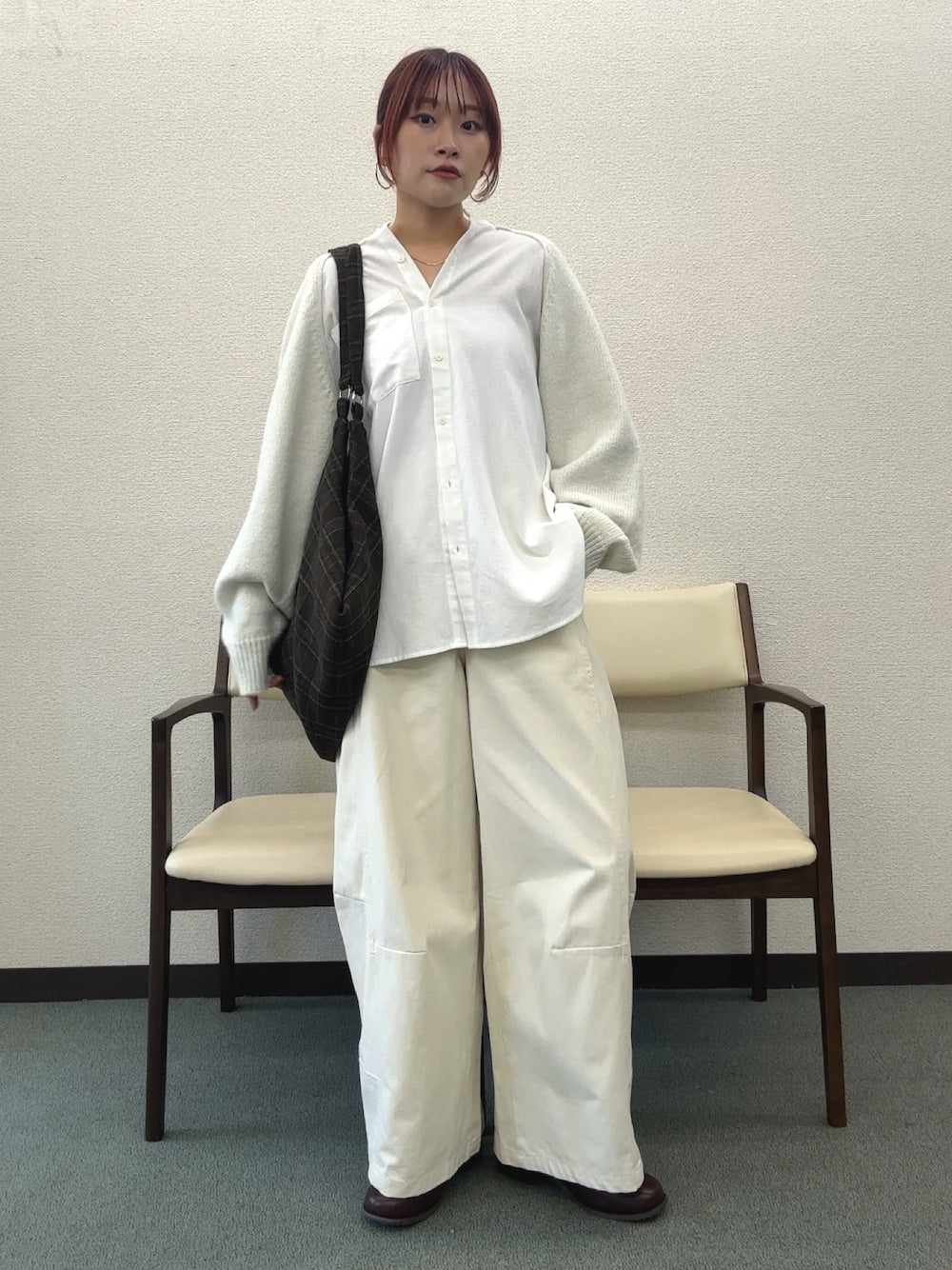 KBF Wool mix 2WAY 格紋大包包