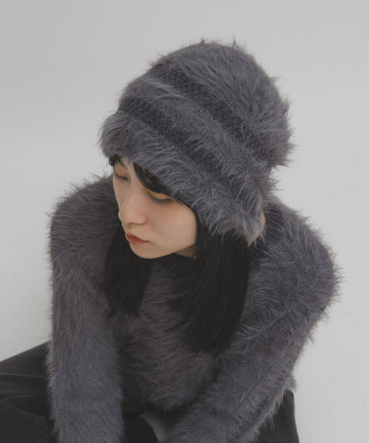 KBF line design shaggy knit beanie