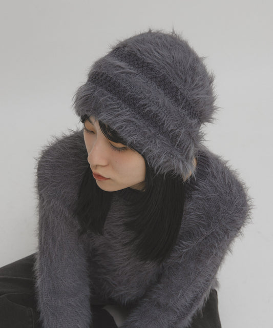 KBF line design shaggy knit beanie