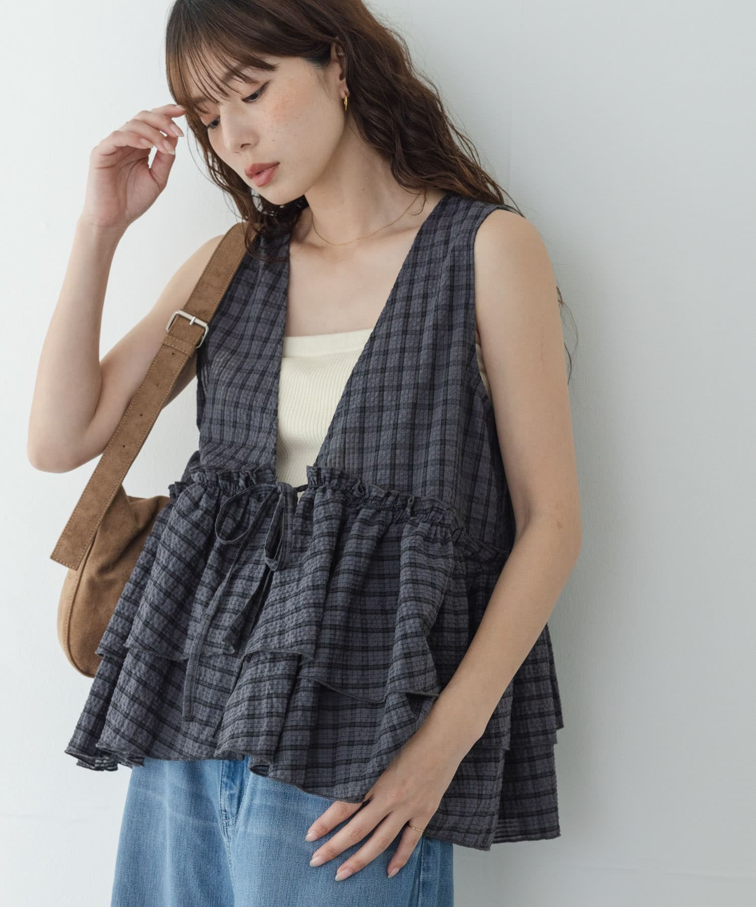 Sonny Label 格紋荷葉邊背心 - Image 3