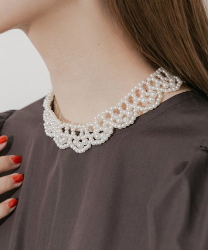 SMELLY Pearl Color Choker Necklace