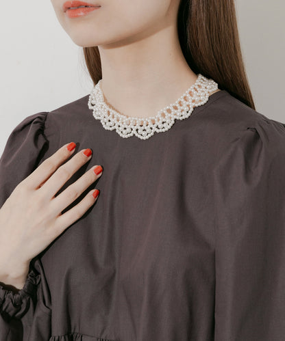 SMELLY Pearl Color Choker Necklace