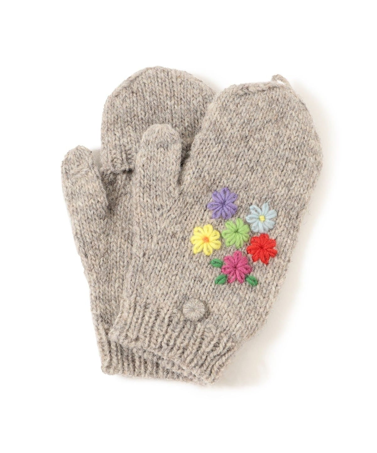 BEAMS BOY 100%羊毛花花刺繡手套