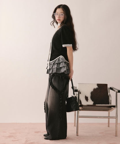 loin nuit heart frill design denim
