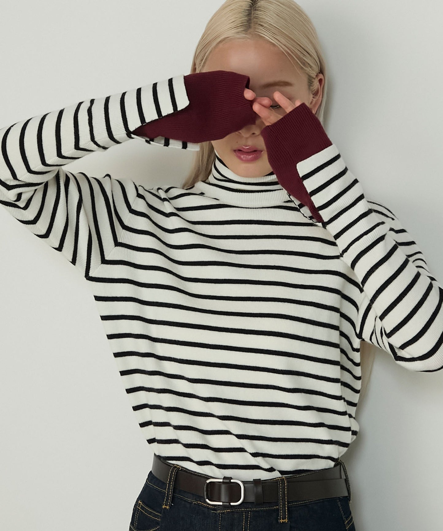 forksy. 假2件針織高領Top [吸濕發熱]