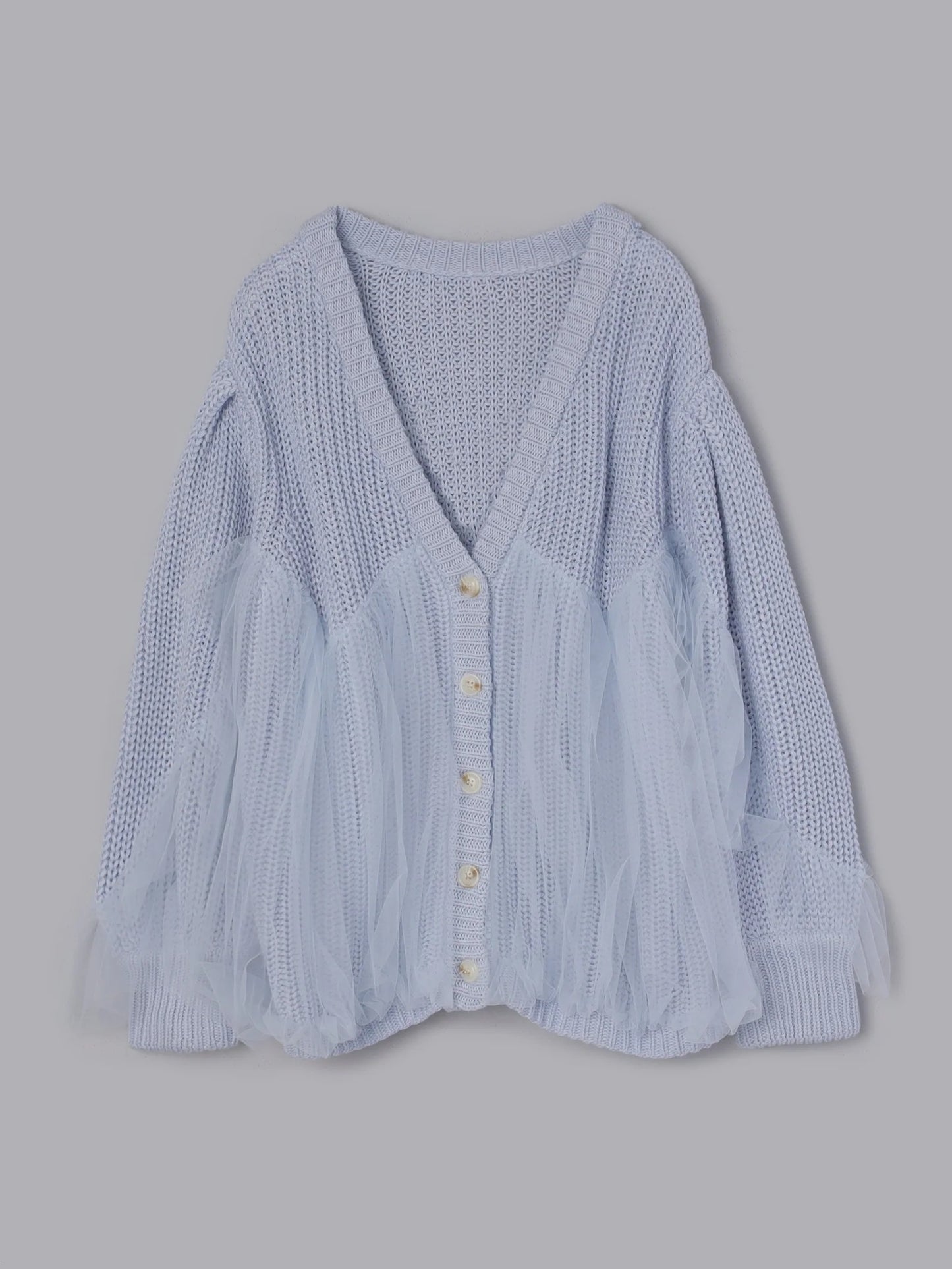 Olu. 薄紗拼接Cardigan