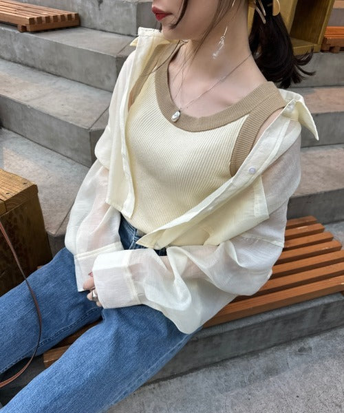 Hinari 撞色針織背心