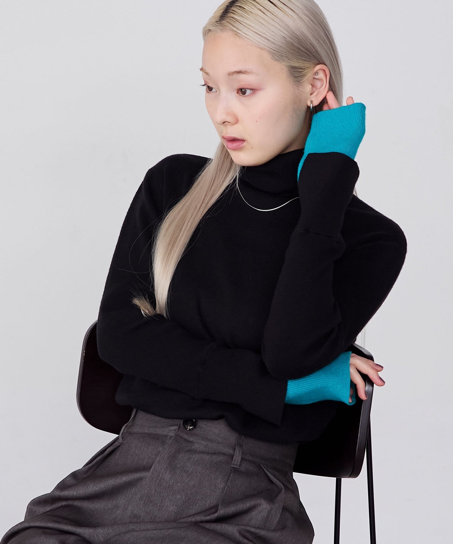 forksy. 假2件針織高領Top [吸濕發熱]