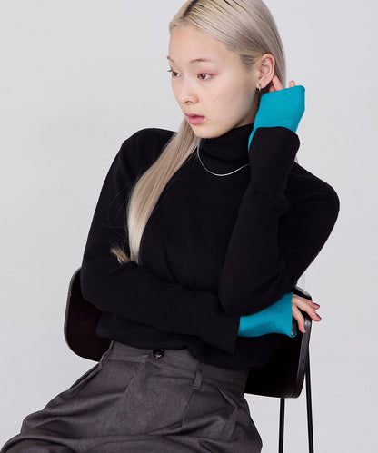 forksy. 假2件針織高領Top [吸濕發熱]