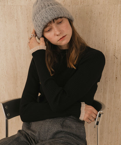 [15色] forksy. 荷葉邊袖口羅紋針織Top