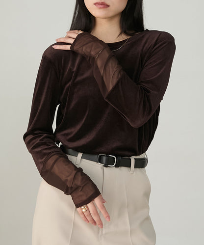 forksy. 天鵝絨透手袖Top