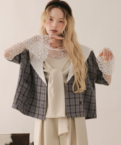 loin nuit sailor collar lace jacket