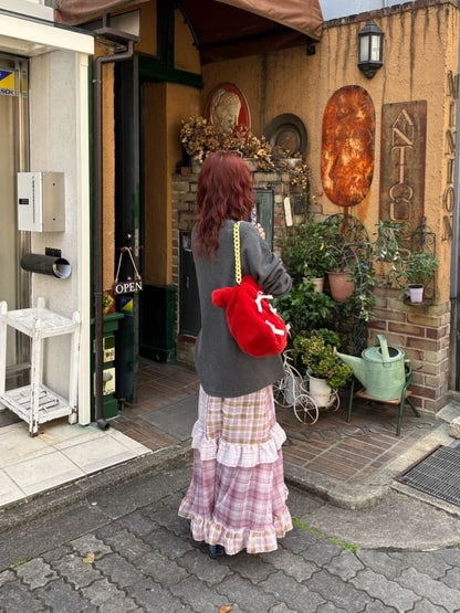 HELLO.SANFRANCISCO 透視格紋拼接吊帶連身裙