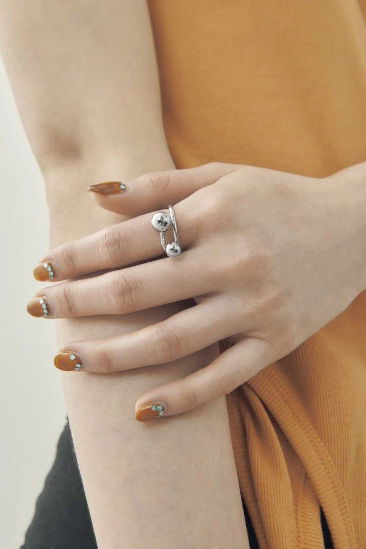 GOLDY 雙金屬球不銹鋼戒指