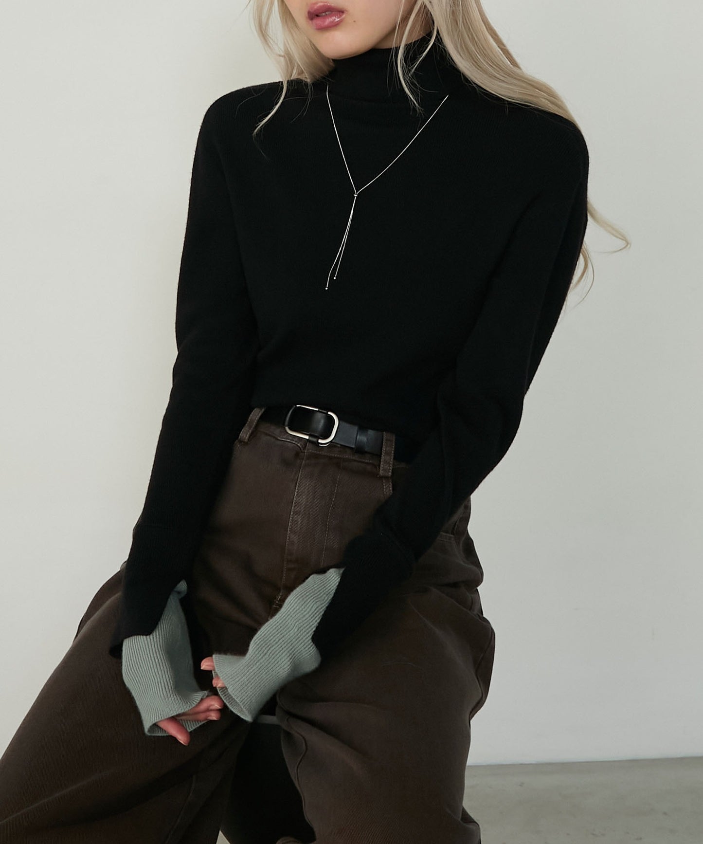 forksy. 假2件針織高領Top [吸濕發熱]