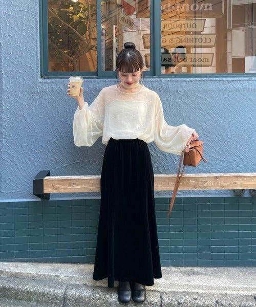 Hinari Sheer blouse with ribbon tie