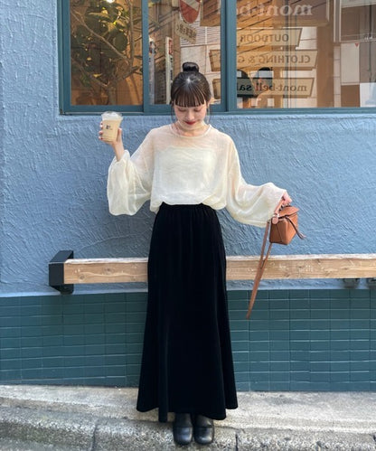 Hinari Sheer blouse with ribbon tie