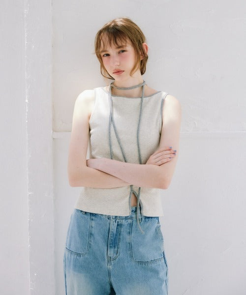 idem cup in bi color slit tank top