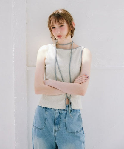idem cup in bi color slit tank top
