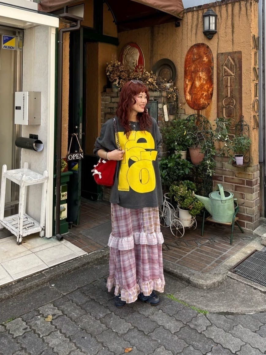 HELLO.SANFRANCISCO 透視格紋拼接吊帶連身裙