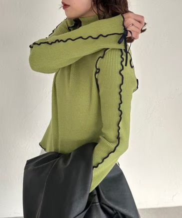 Kutir Ribbon 高領拼色 Knit