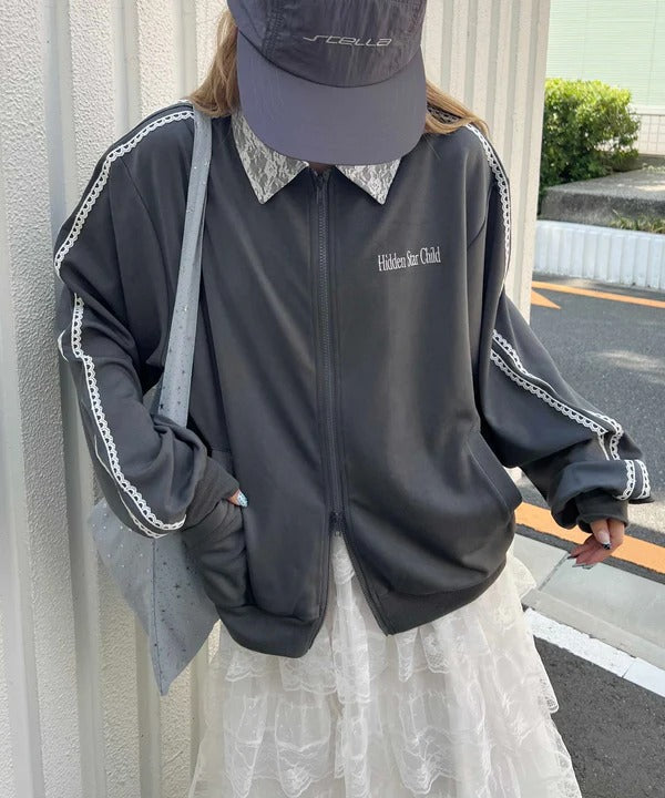 WC lace collar track jacket