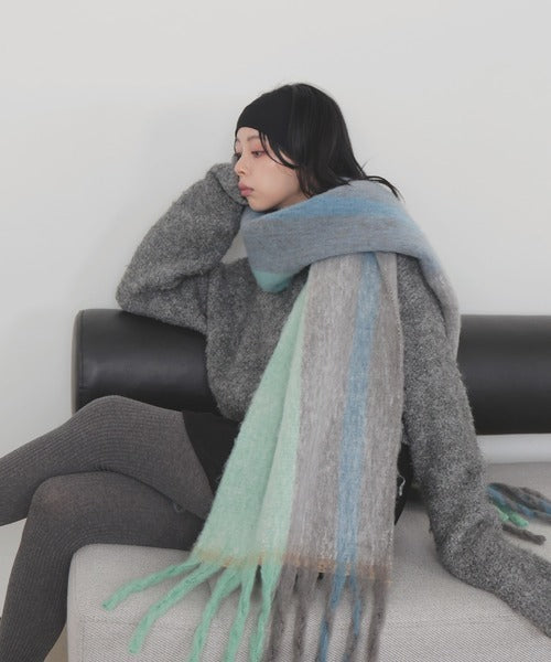 「全長240cm」LIAN 格仔長頸巾