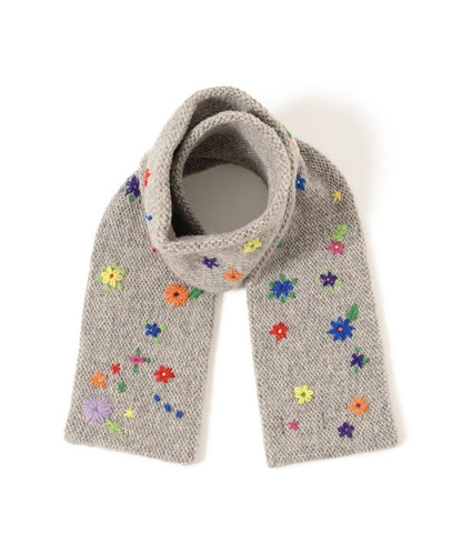 BEAMS BOY 100%羊毛花花刺繡頸巾