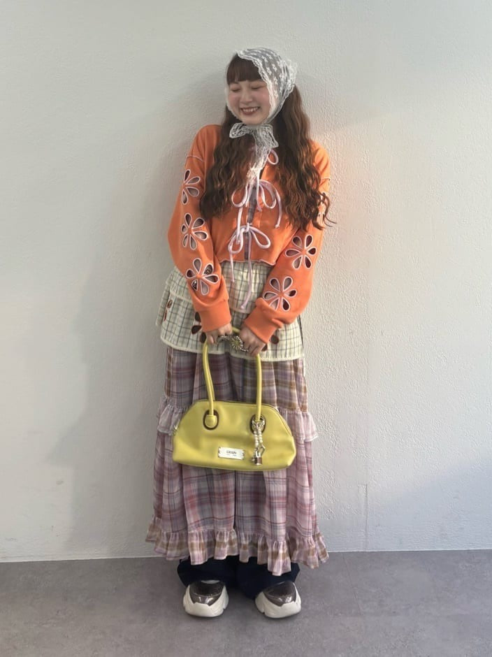 HELLO.SANFRANCISCO 透視格紋拼接吊帶連身裙