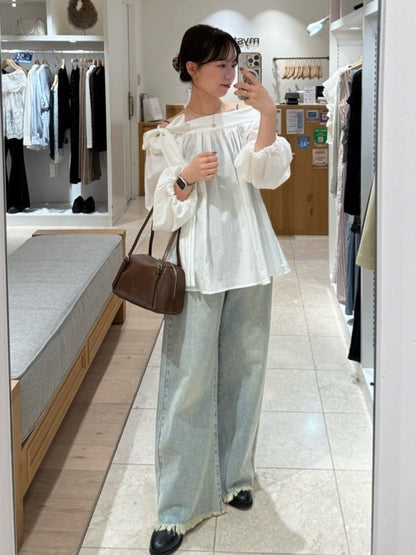 mystic 露肩緞帶襯衫