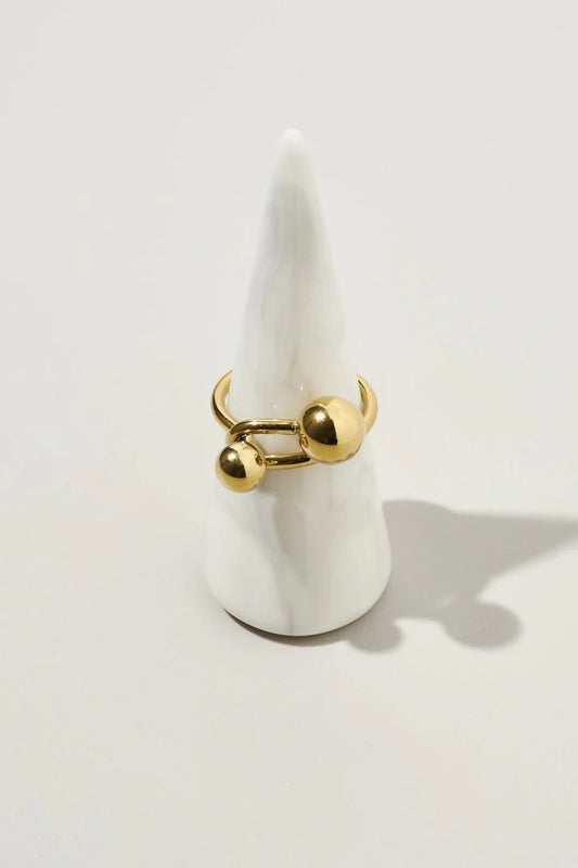 GOLDY 雙金屬球不銹鋼戒指