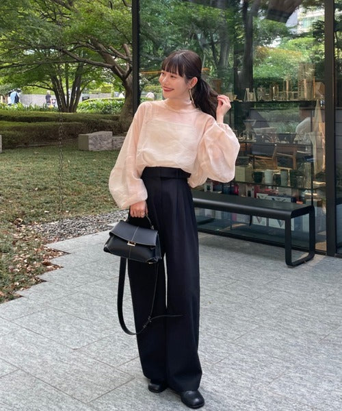 Hinari Sheer blouse with ribbon tie