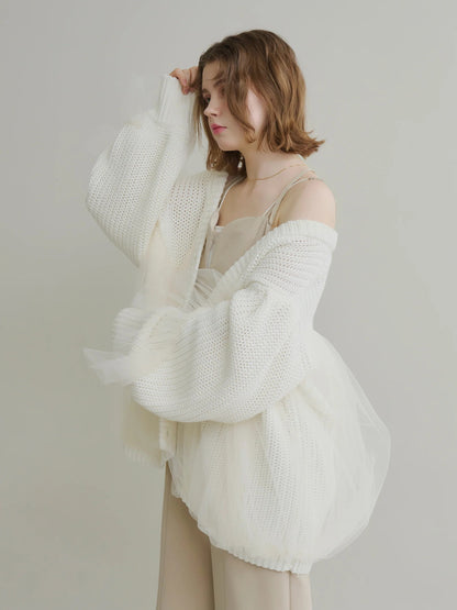 Olu. 薄紗拼接Cardigan