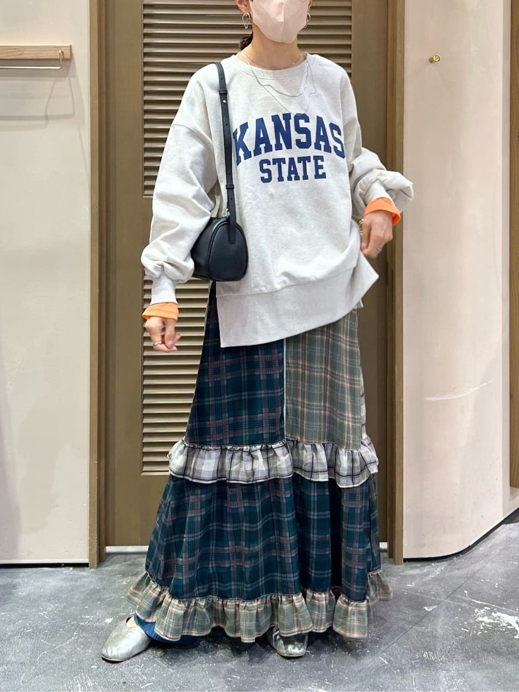 HELLO.SANFRANCISCO 透視格紋拼接吊帶連身裙