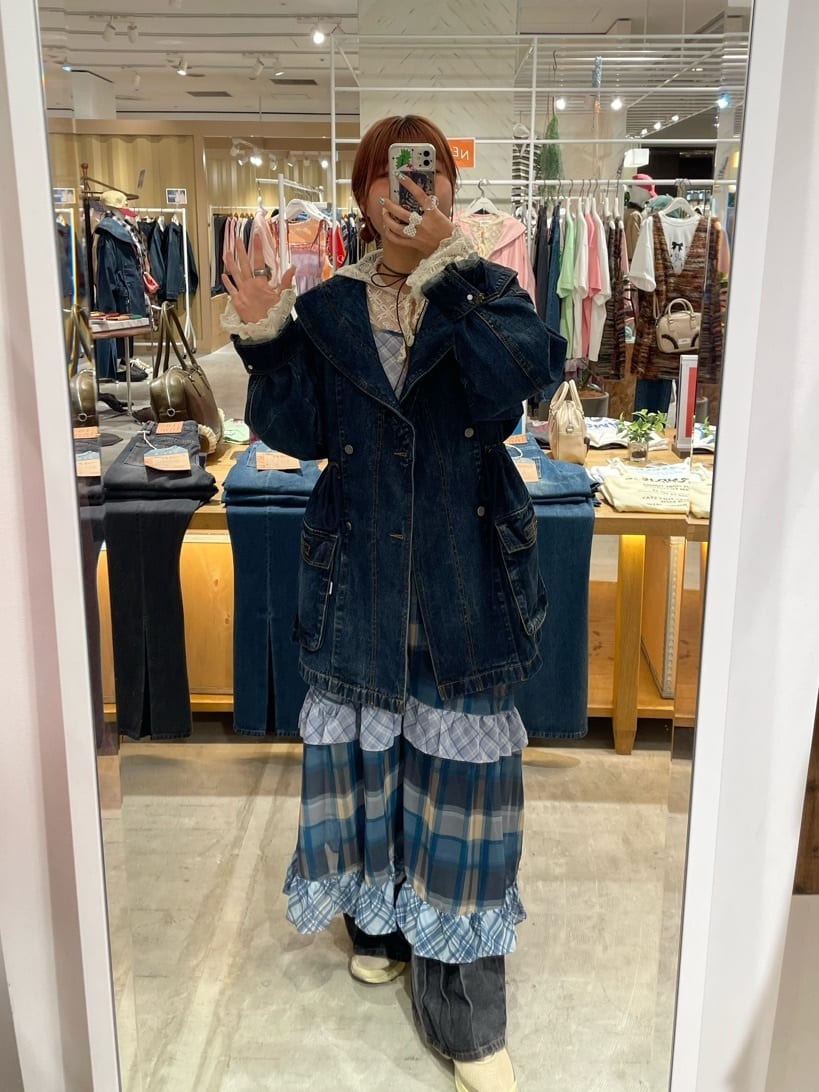 HELLO.SANFRANCISCO 透視格紋拼接吊帶連身裙