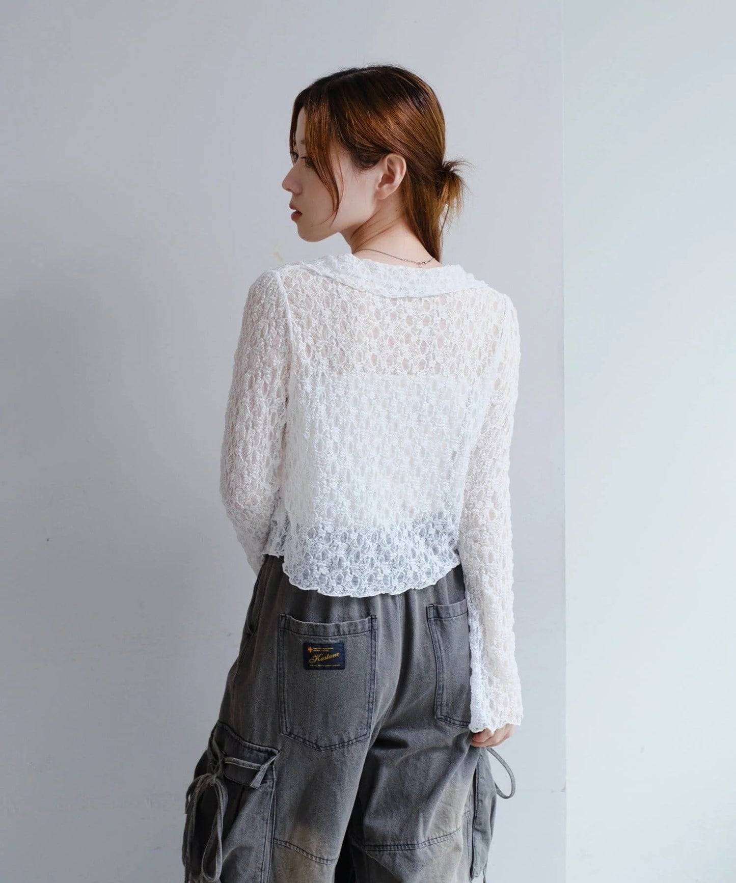 [短/長ver] Kastane Lace pullover with collar