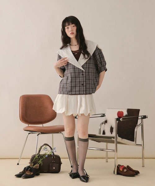 loin nuit sailor collar lace jacket