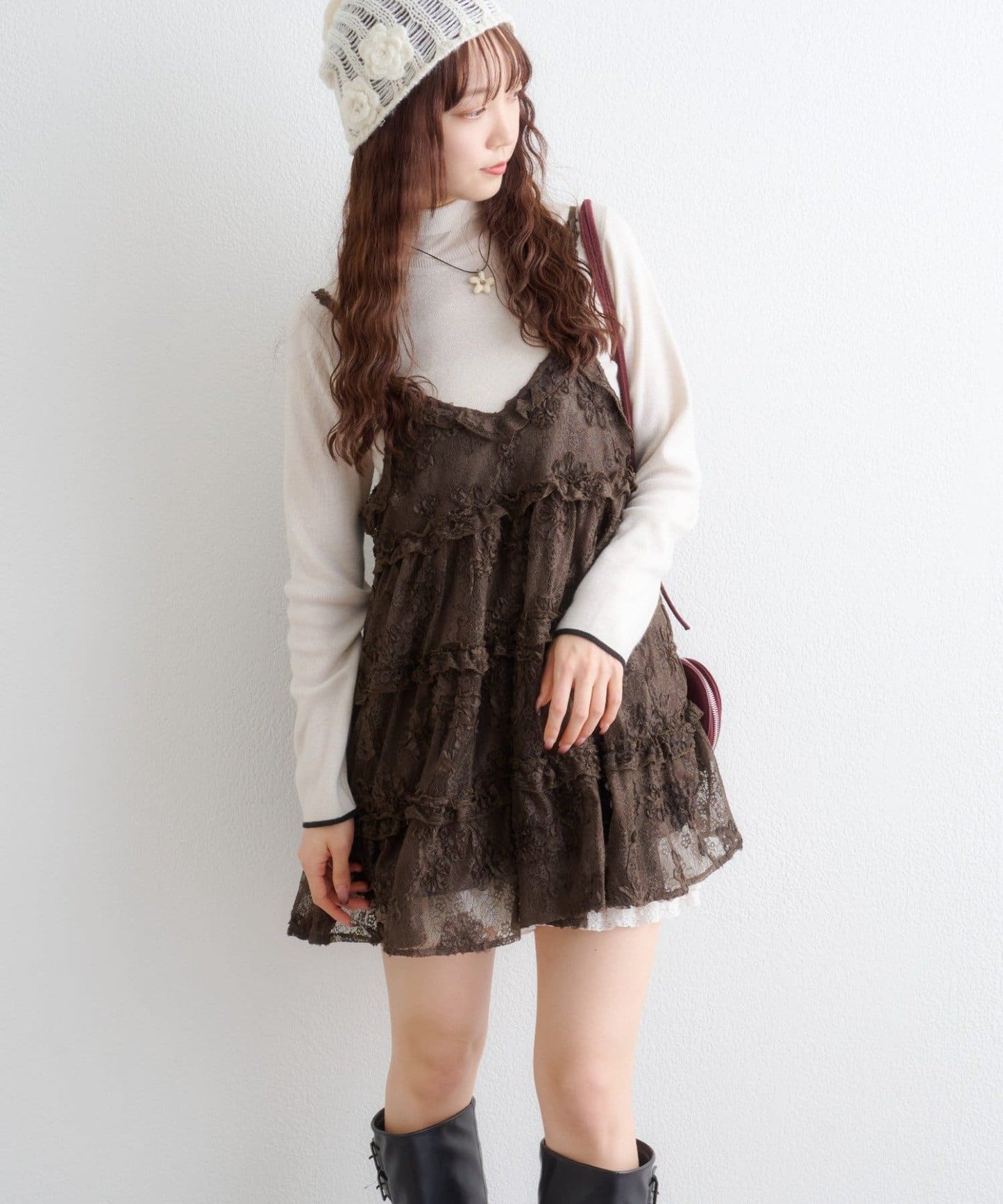 w closet 3D lace mini cami dress