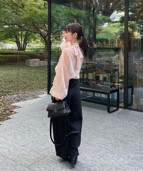 Hinari Sheer blouse with ribbon tie