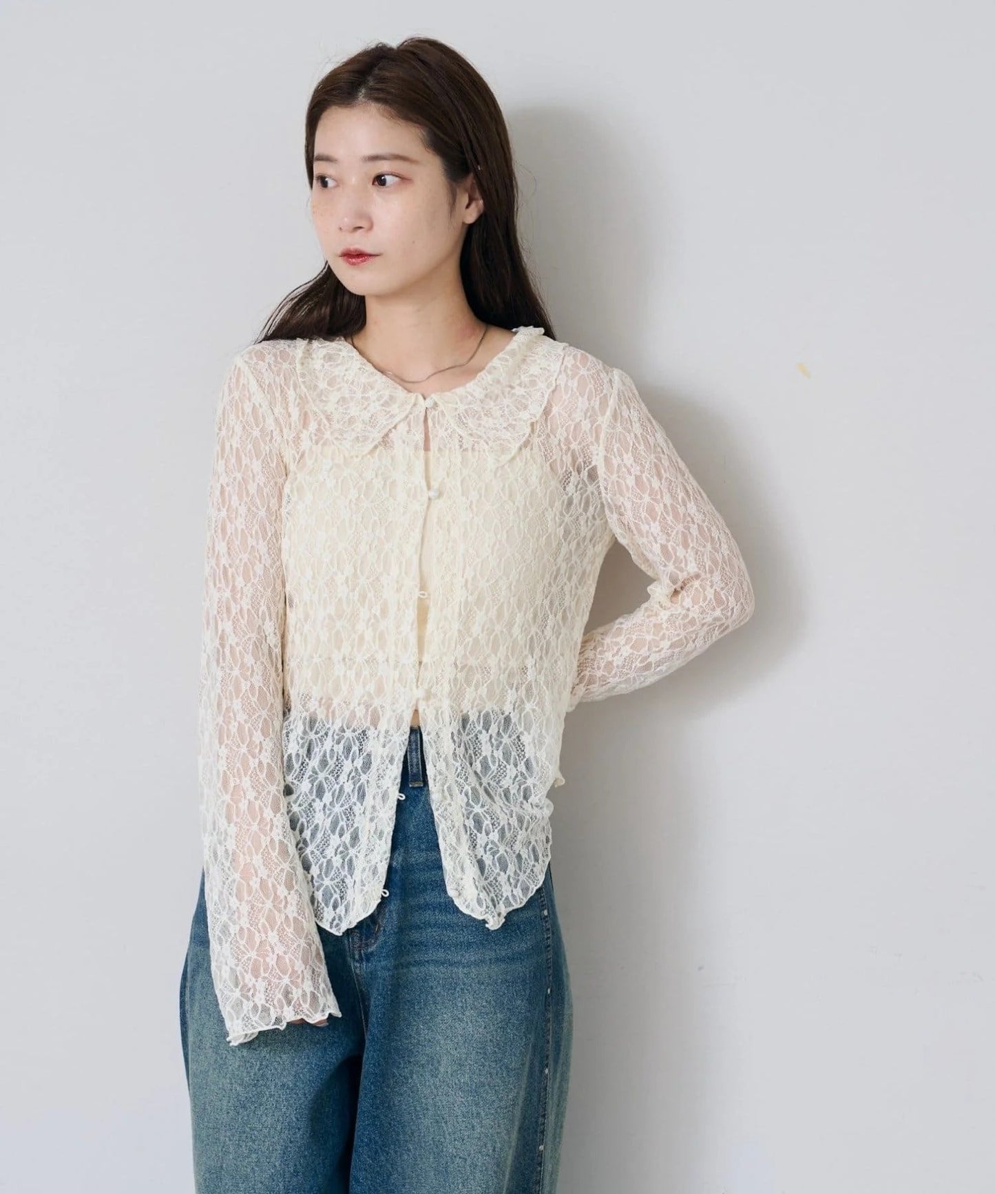 [短/長ver] Kastane Lace pullover with collar