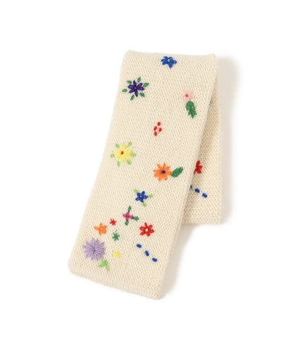 BEAMS BOY 100%羊毛花花刺繡頸巾